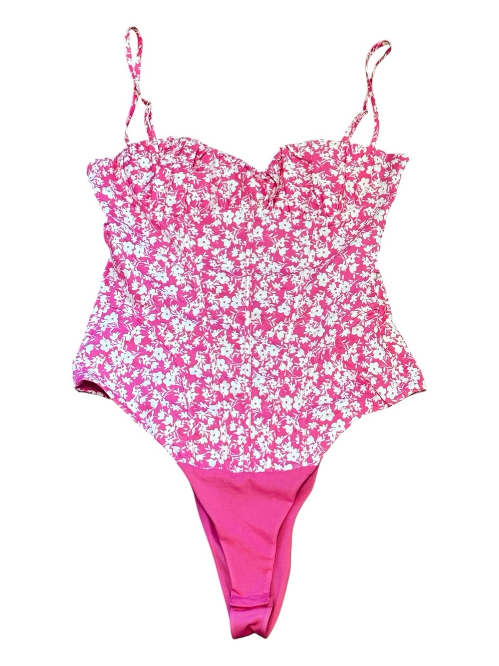Zara Pink & White Floral women’s bodysuit Size S NWT